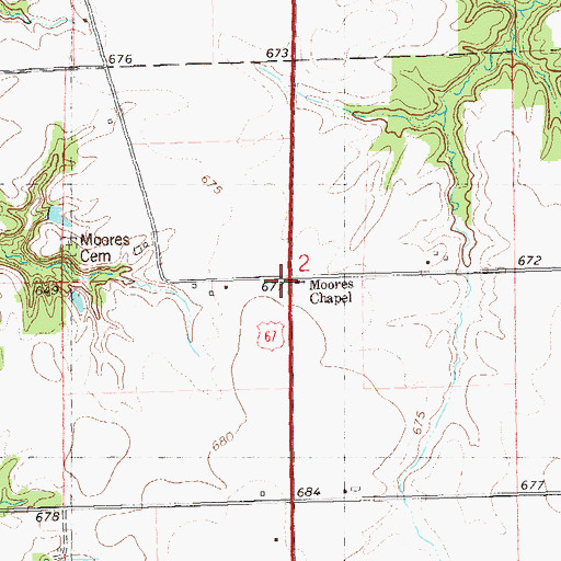 Topographic Map of Moores Chapel, IL