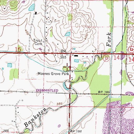 Topographic Map of Moores Grove Park, IL