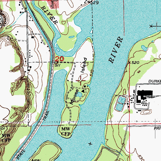 Topographic Map of Moose Island, IL
