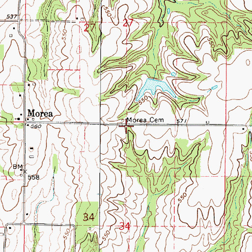 Topographic Map of Morea Cemetery, IL