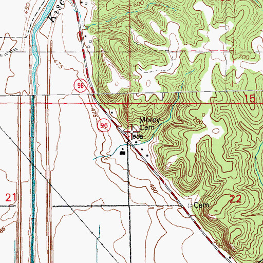 Topographic Map of Morey Cemetery, IL