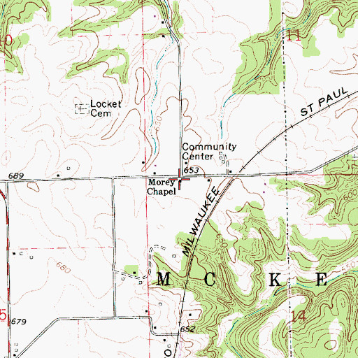 Topographic Map of Morey Chapel Church of Christ, IL