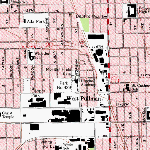 Topographic Map of Morgan Field Park, IL