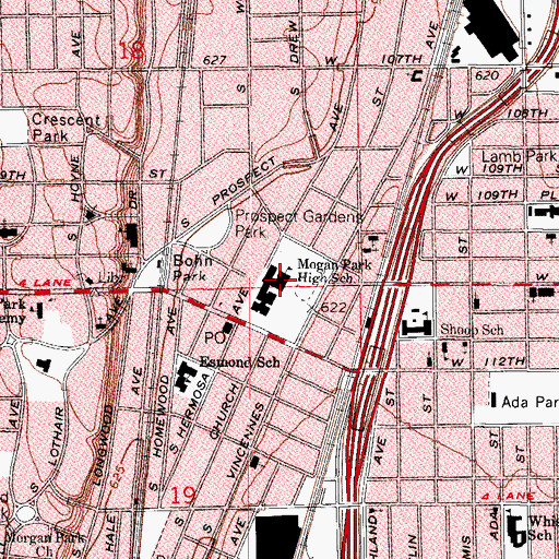 Topographic Map of Morgan Park High School, IL