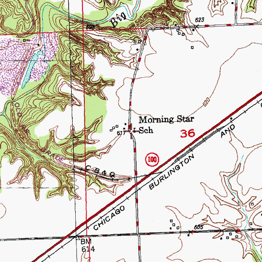 Topographic Map of Morning Star School (historical), IL