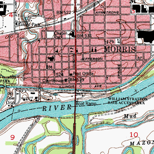 Topographic Map of Morris, IL