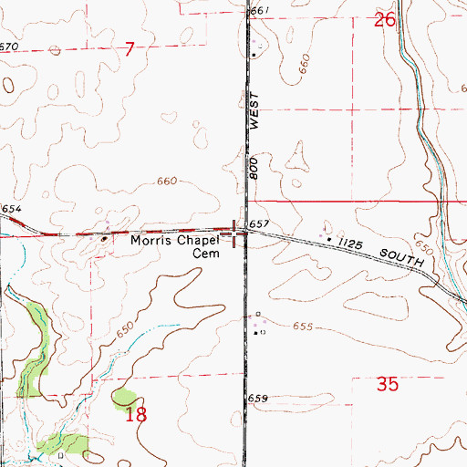 Topographic Map of Morris Chapel Cemetery, IL