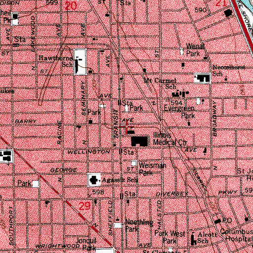 Topographic Map of Morris School, IL
