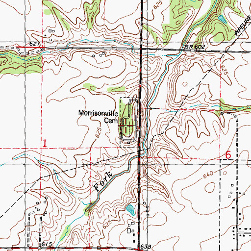Topographic Map of Morrisonville Cemetery, IL