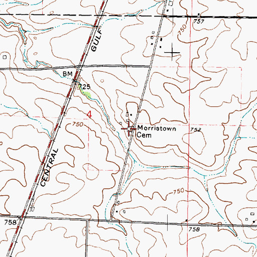 Topographic Map of Morristown Cemetery, IL