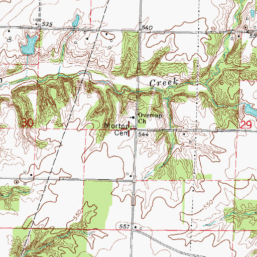 Topographic Map of Morton Cemetery, IL