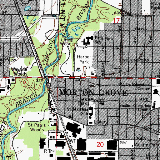 Topographic Map of Morton Grove, IL