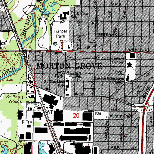 Topographic Map of Morton Grove School, IL