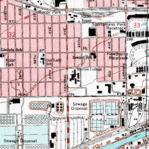 Topographic Map of Morton College, IL