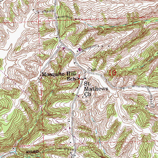 Topographic Map of Mosquito Hill School (historical), IL