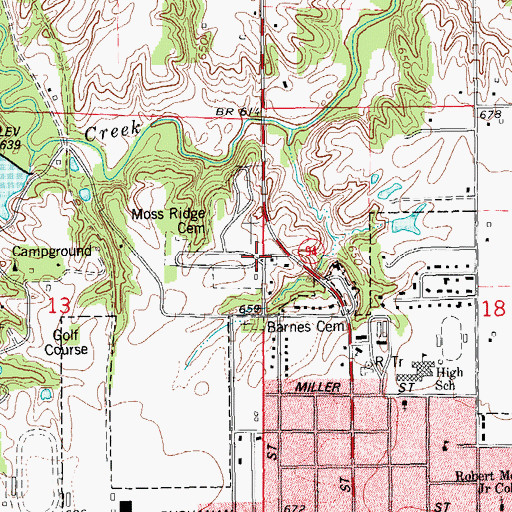 Topographic Map of Moss Ridge Cemetery, IL