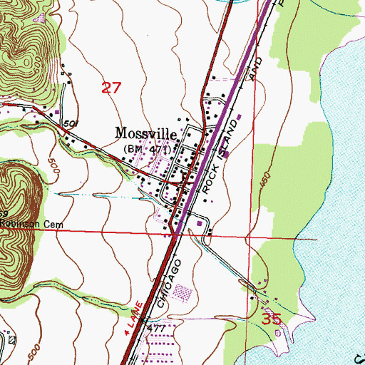 Topographic Map of Mossville, IL