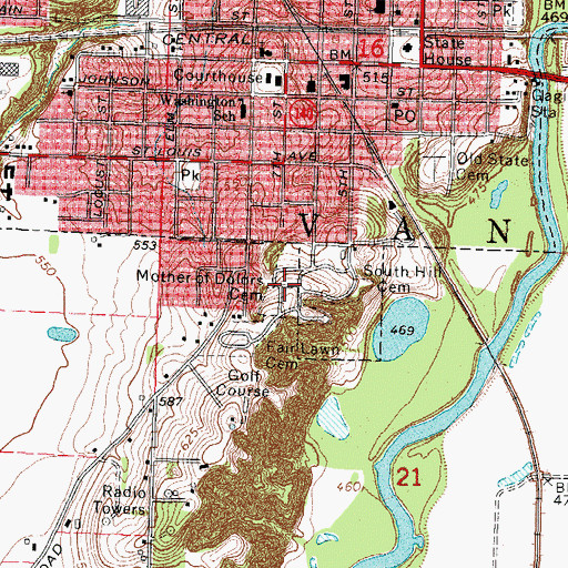 Topographic Map of Mother of Dolors Cemetery, IL