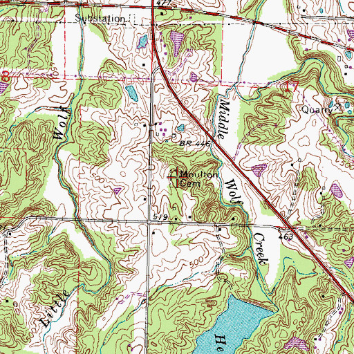Topographic Map of Moulton Cemetery, IL