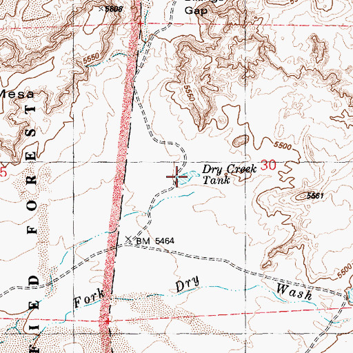 Topographic Map of Dry Creek Tank, AZ