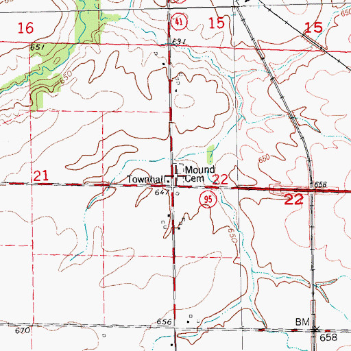 Topographic Map of Mound Cemetery, IL