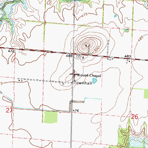 Topographic Map of Mound Chapel, IL