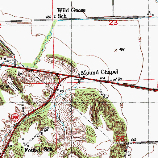 Topographic Map of Mound Chapel, IL