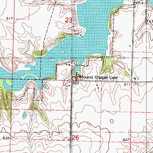 Topographic Map of Mound Chapel United Brethen Cemetery, IL