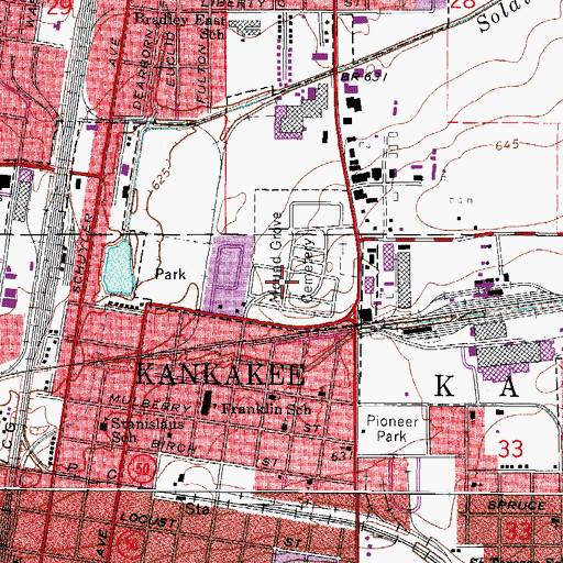 Topographic Map of Mound Grove Cemetery, IL