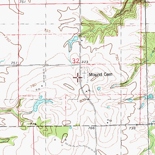 Topographic Map of Mound School (historical), IL