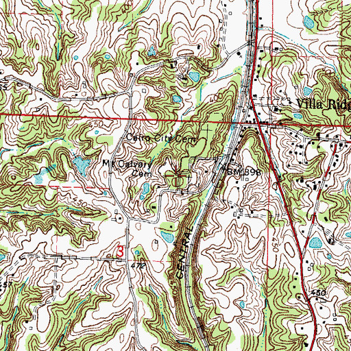 Topographic Map of Mount Calvary Cemetery, IL