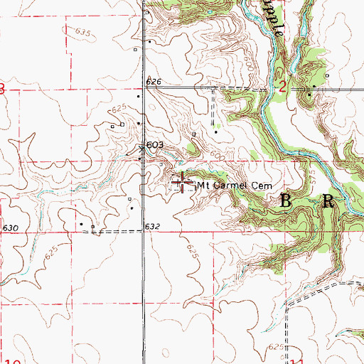 Topographic Map of Mount Carmel Cemetery, IL