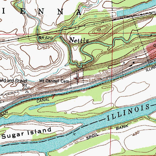 Topographic Map of Mount Carmel Cemetery, IL