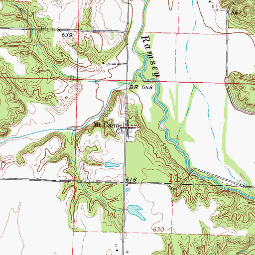 Topographic Map of Mount Carmel Church, IL