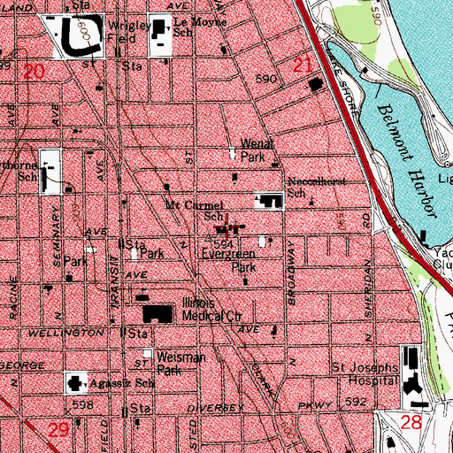 Topographic Map of Mount Carmel School, IL