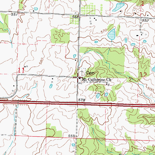 Topographic Map of Mount Catherine Church, IL