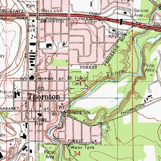 Topographic Map of Mount Forest Cemetery, IL