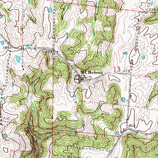Topographic Map of Mount Hebron Church, IL