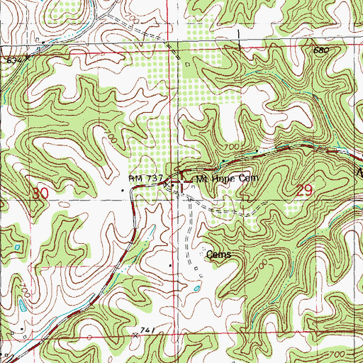 Topographic Map of Mount Hope Cemetery, IL