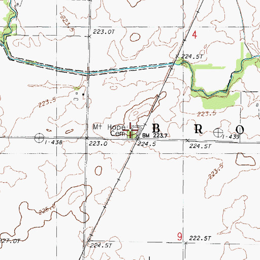 Topographic Map of Mount Hope Cemetery, IL
