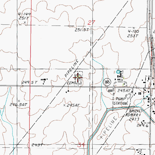 Topographic Map of Mount Hope Cemetery, IL
