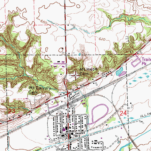 Topographic Map of Mount Hope Cemetery, IL