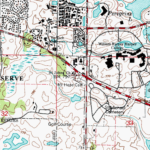 Topographic Map of Mount Hope Cemetery, IL