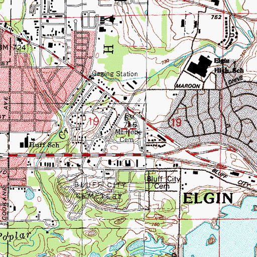 Topographic Map of Mount Hope Cemetery, IL