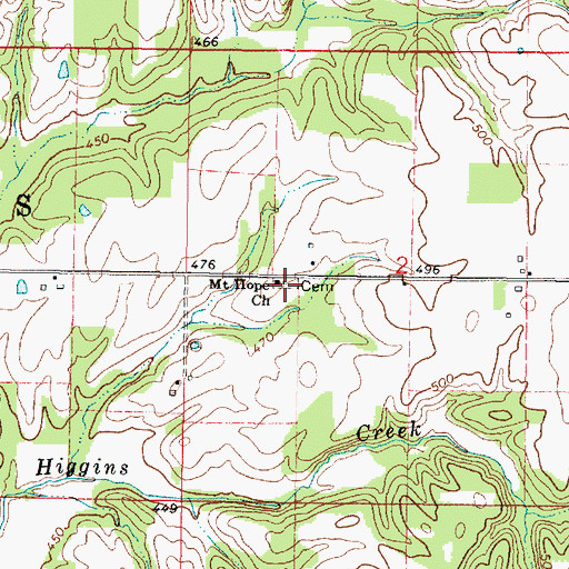 Topographic Map of Mount Hope Church, IL