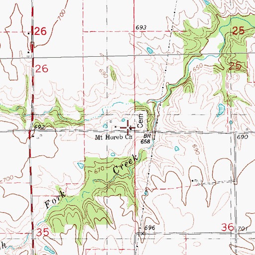 Topographic Map of Mount Horeb Church, IL