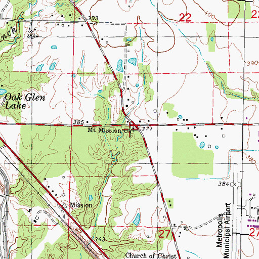 Topographic Map of Mount Mission Church, IL