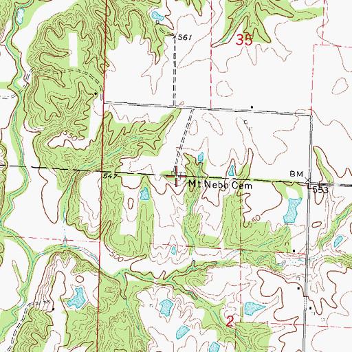 Topographic Map of Mount Nebo Old Cemetery, IL