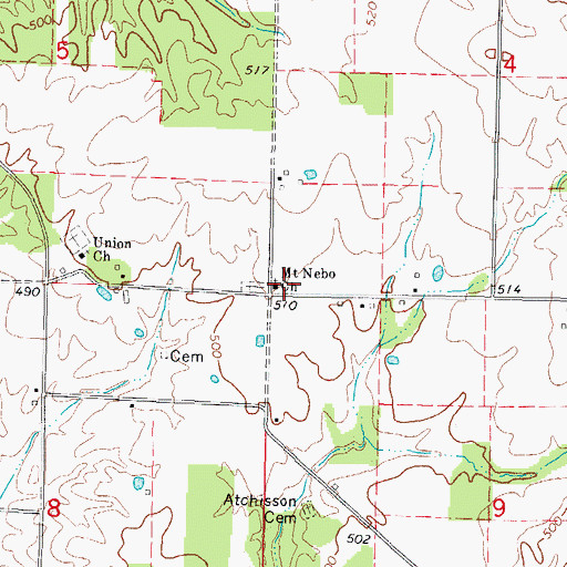 Topographic Map of Mount Nebo Church, IL