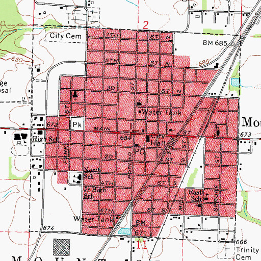 Topographic Map of Mount Olive, IL